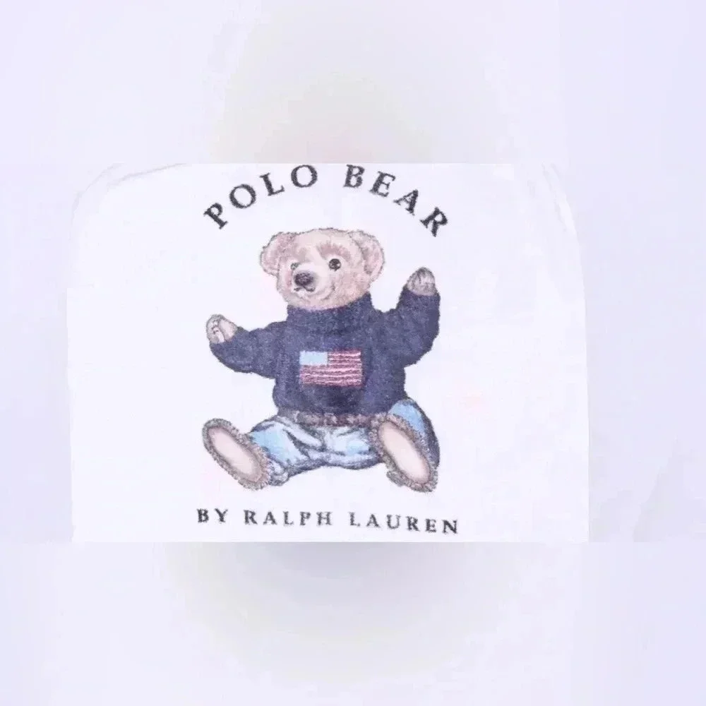 Vintage Polo Ralph Lauren Bear USA Flag Beach Bath Towel 35 